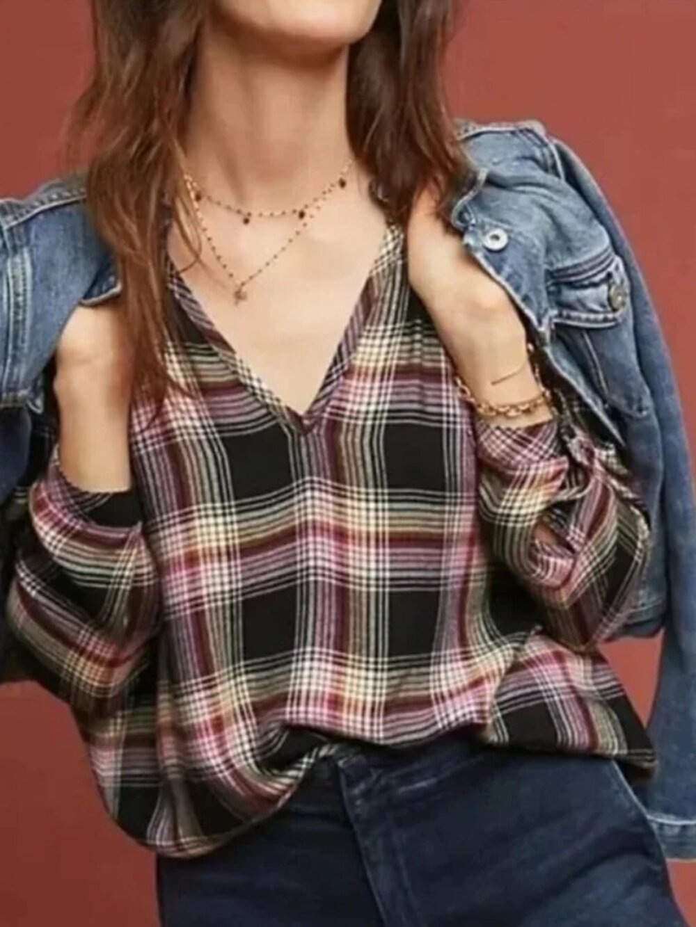 NWT - Cloth & Stone from Anthropologie Charlie Plaid Flannel Top - Large - NWT